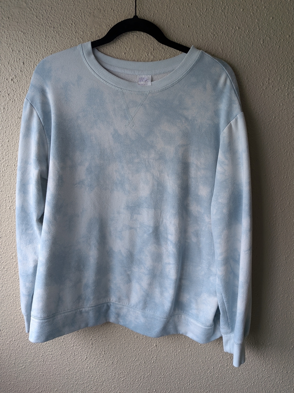 stars above Light Blue Tie-Dye Crewneck Sweater